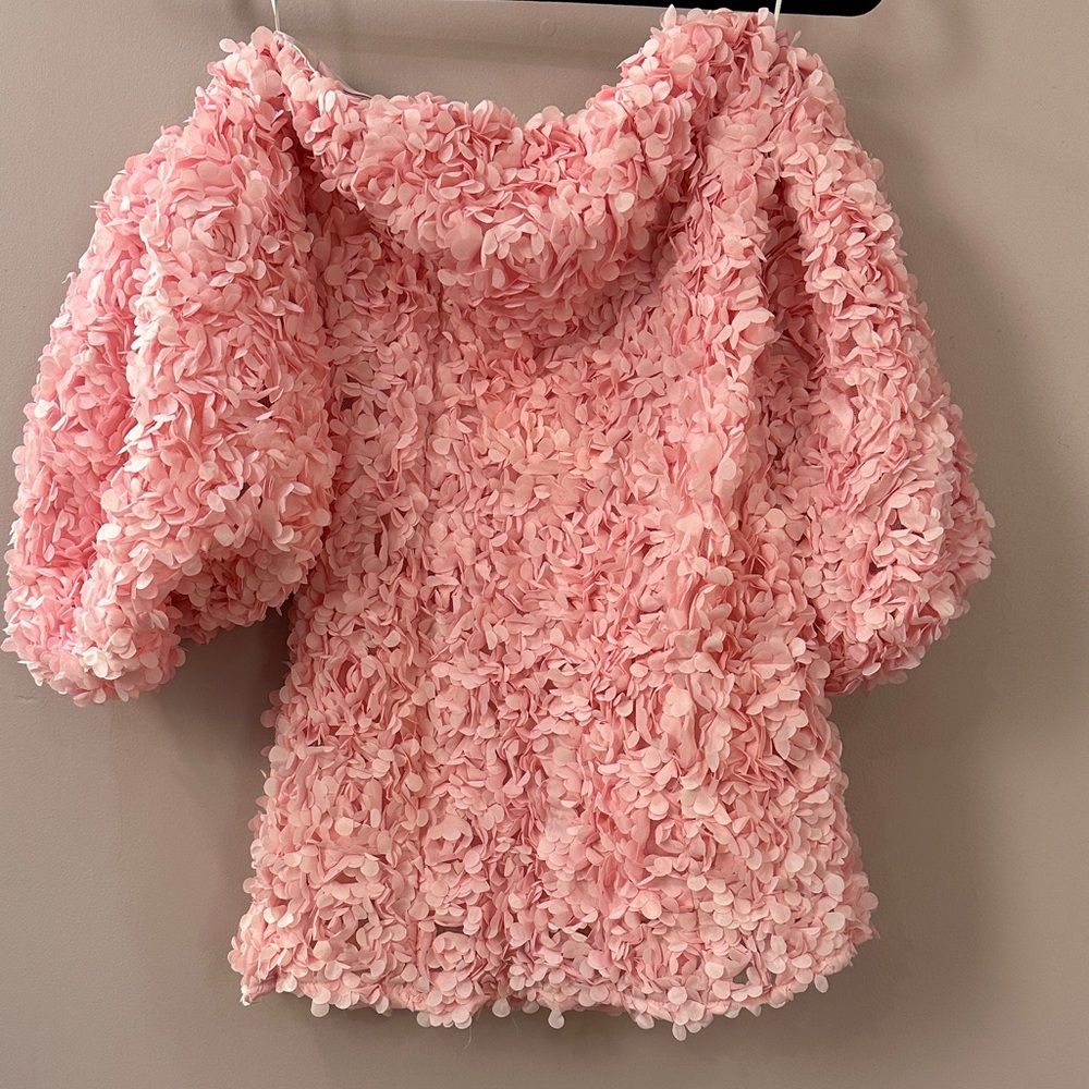 Textured Pink Floral Blouse